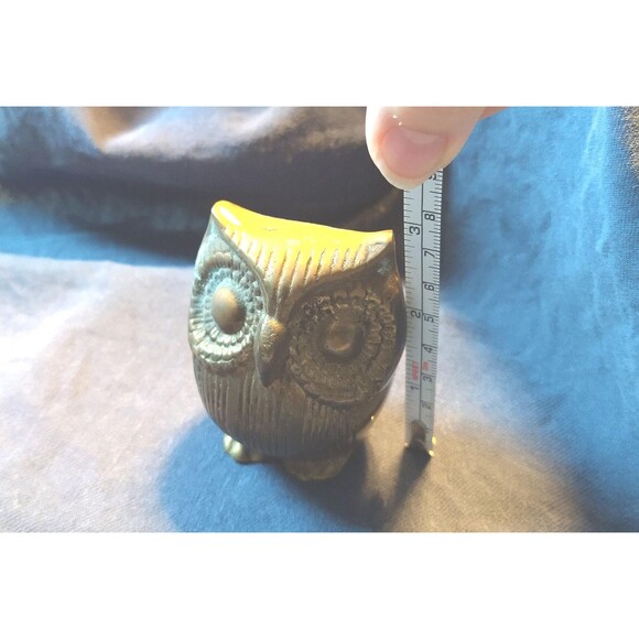 Vintage Brass Owl Paperweight: Cottagecore Home Decor - Picture 5 of 5